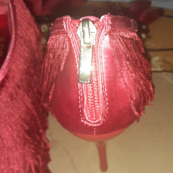 ABS Red Fringe High Heels - Picture 4 of 9